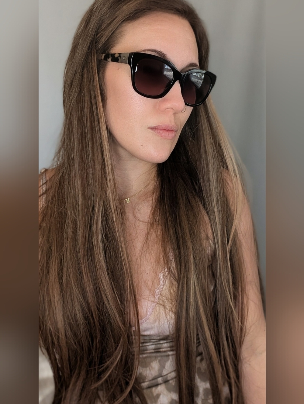 Oscar de la Renta Cat Eye Sunglasses Black Tortoise Gradient Lens NWT w Case